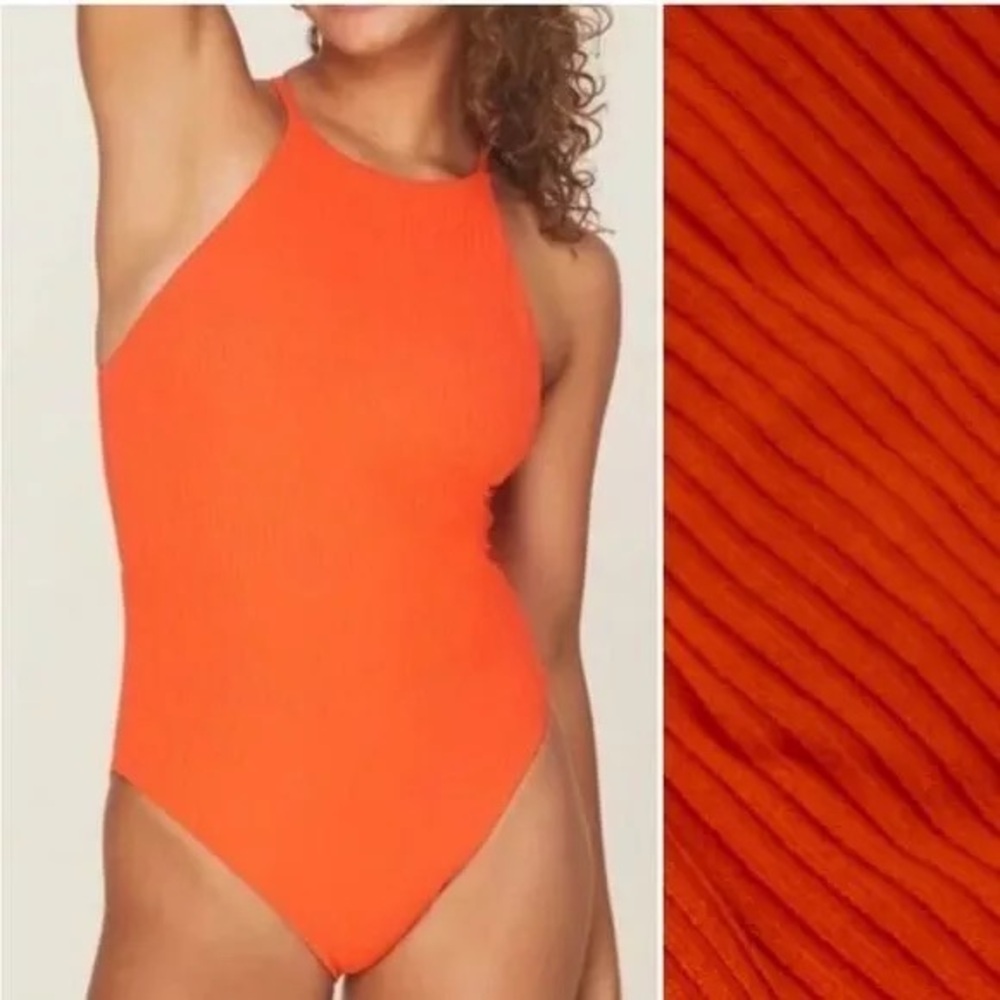 NWT Andie Swim Asbury Rib One Piece in Color Sire Orange XL